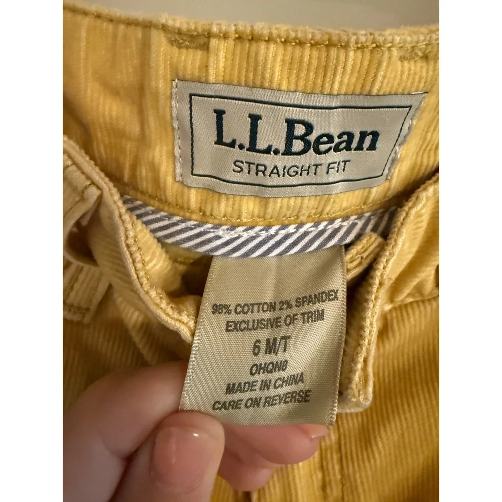LL Bean Womens Corduroy Pants Mustard Yellow Straight Fit Size 6 Medium Tall